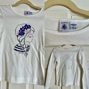 Petit Bateau long sleeve 100% cotton darling tee shirt! EUC Size 6